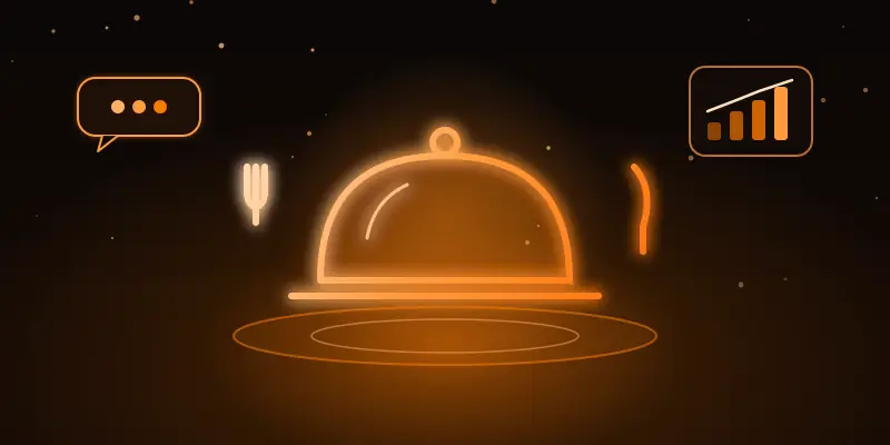 Ilustração neon de restaurantes e delivery
